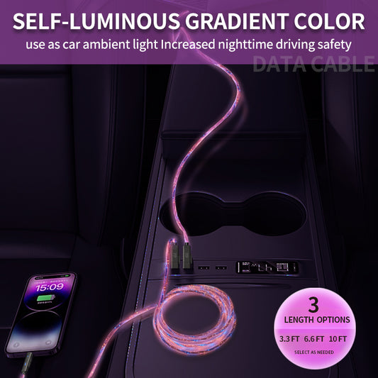 Mokongfu 120W 4-in-1 LED Charging Cable – 120W Fast Charge, USB-A/C, EVA Case Included(Bright and colorful light)