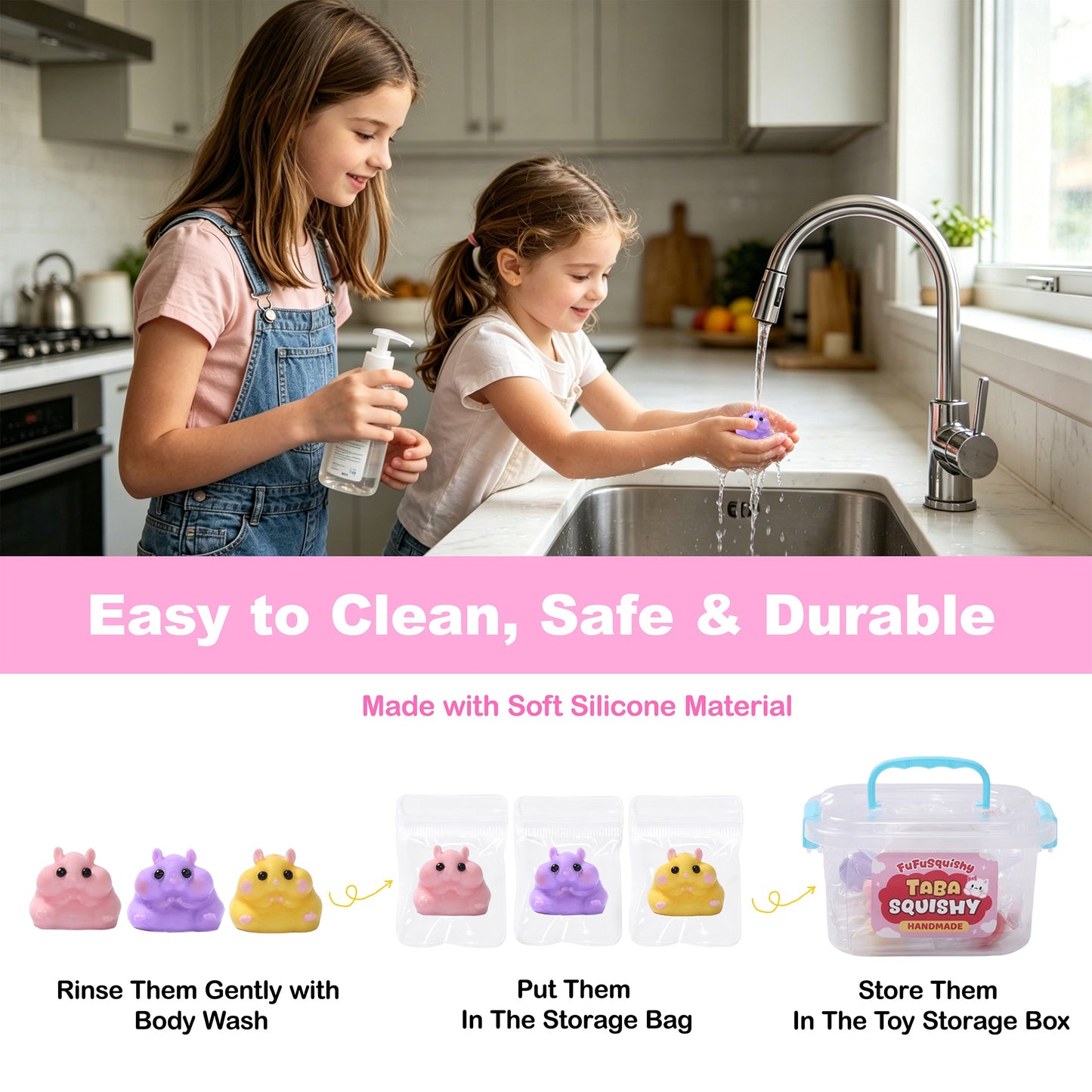 FUFUSQUISHY 10 Pack Hamster Taba Squishy Toys Kit with Toy Set Box & Cute Stickers, Handmade Kawaii Taba Squishies, Stress Relief Sensory Fidget Toys, Party Favors for Kids Ages 4-8 8-12, Holiday Gifts & Basket Stuffers