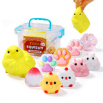 FUFUSQUISHY 10 Pack Chick Mix Taba Squishy Toys Kit with Toy Set Box & Cute Stickers, Handmade Kawaii Taba Squishies, Stress Relief Sensory Fidget Toys, Party Favors for Kids Ages 4-8 8-12, Holiday Gifts & Basket Stuffers