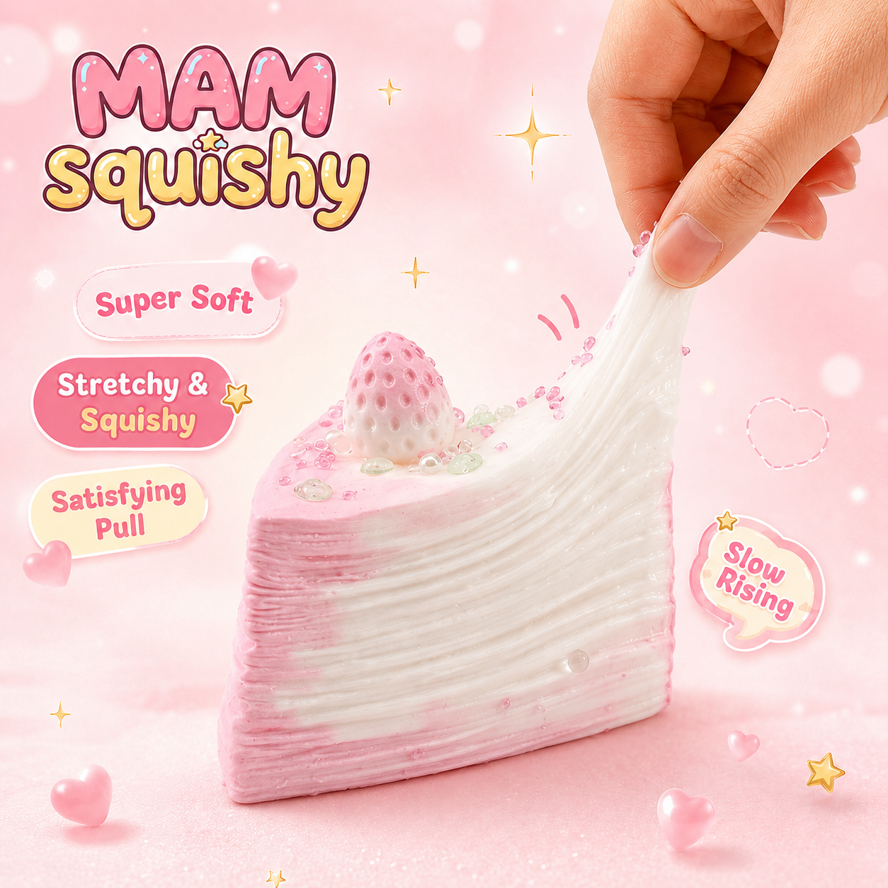 Strawberry Mille Crepe squishy toy alternate view 3