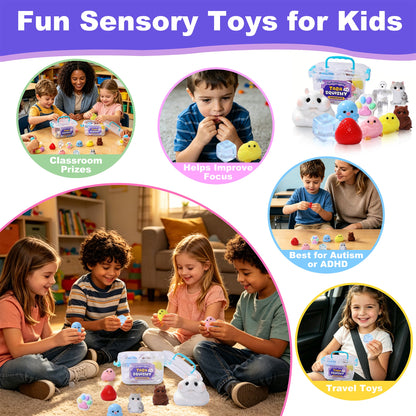 FUFUSQUISHY 10 Pack Popular Mix Taba Squishy Toys Kit with Toy Set Box & Cute Stickers, Handmade Kawaii Taba Squishies, Stress Relief Sensory Fidget Toys, Party Favors for Kids Ages 4-8 8-12, Holiday Gifts & Basket Stuffers