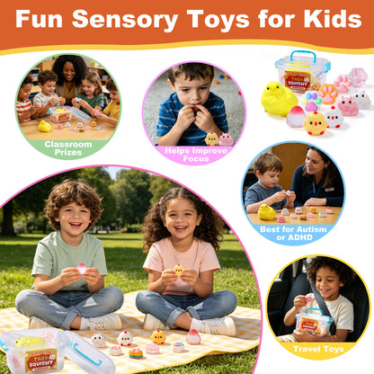 FUFUSQUISHY 10 Pack Chick Mix Taba Squishy Toys Kit with Toy Set Box & Cute Stickers, Handmade Kawaii Taba Squishies, Stress Relief Sensory Fidget Toys, Party Favors for Kids Ages 4-8 8-12, Holiday Gifts & Basket Stuffers