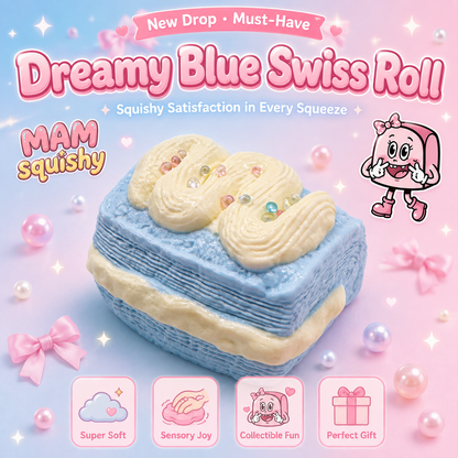 Blue Swiss Roll squishy toy alternate view 2