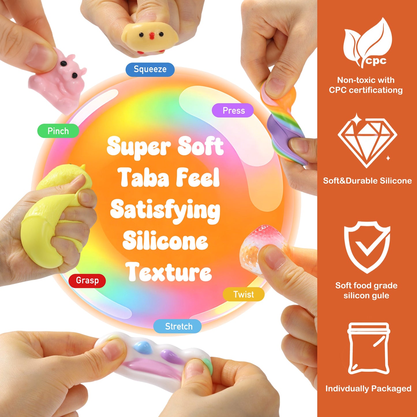 FUFUSQUISHY 10 Pack Chick Mix Taba Squishy Toys Kit with Toy Set Box & Cute Stickers, Handmade Kawaii Taba Squishies, Stress Relief Sensory Fidget Toys, Party Favors for Kids Ages 4-8 8-12, Holiday Gifts & Basket Stuffers