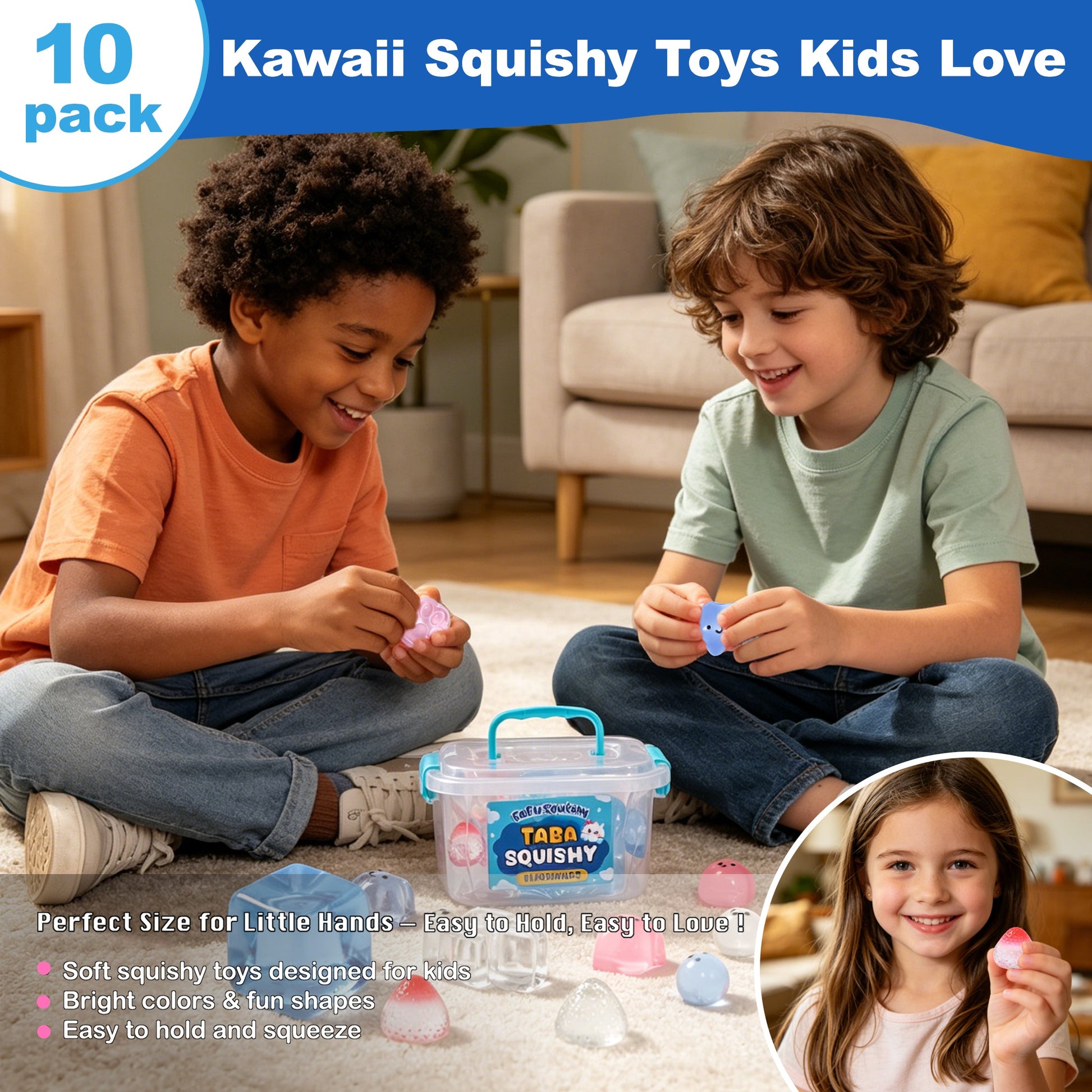 FUFUSQUISHY 10 Pack Crystal Mix Taba Squishy Toys Kit with Toy Set Box & Cute Stickers, Handmade Kawaii Taba Squishies, Stress Relief Sensory Fidget Toys, Party Favors for Kids Ages 4-8 8-12, Holiday Gifts & Basket Stuffers