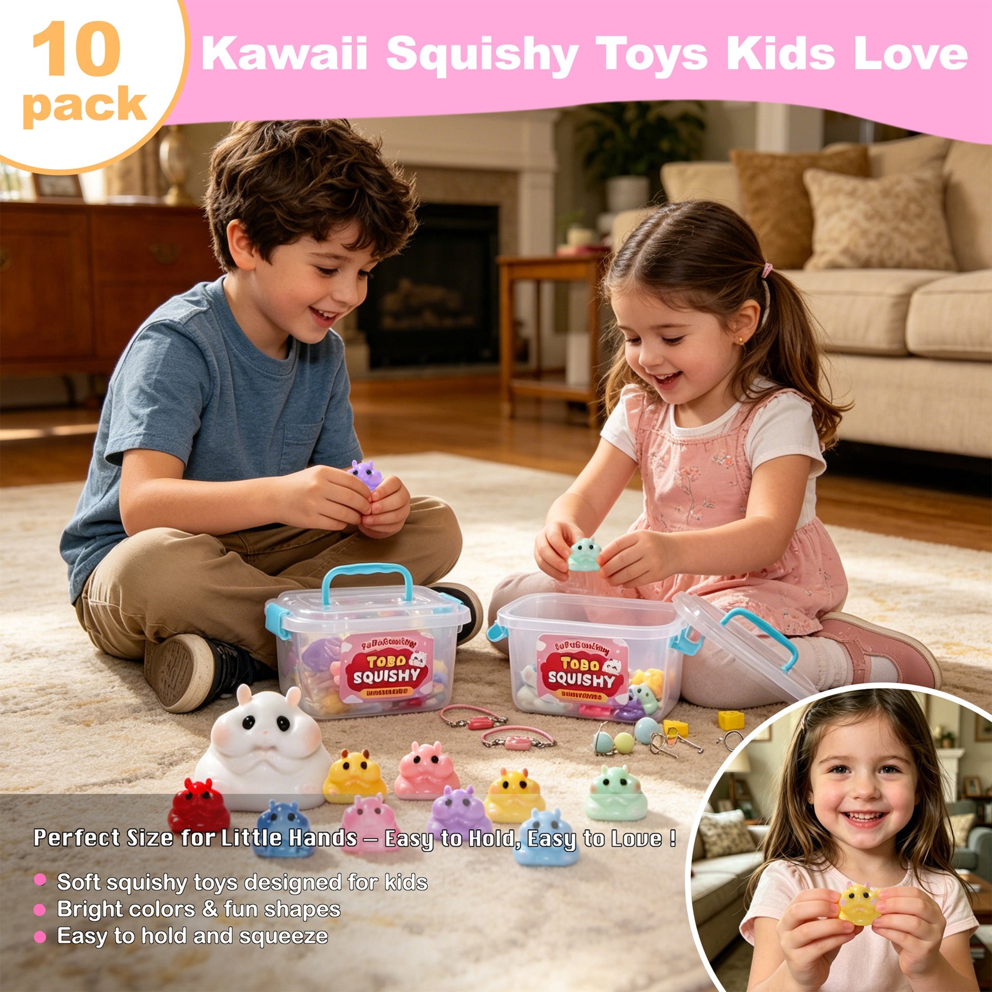 FUFUSQUISHY 10 Pack Hamster Taba Squishy Toys Kit with Toy Set Box & Cute Stickers, Handmade Kawaii Taba Squishies, Stress Relief Sensory Fidget Toys, Party Favors for Kids Ages 4-8 8-12, Holiday Gifts & Basket Stuffers