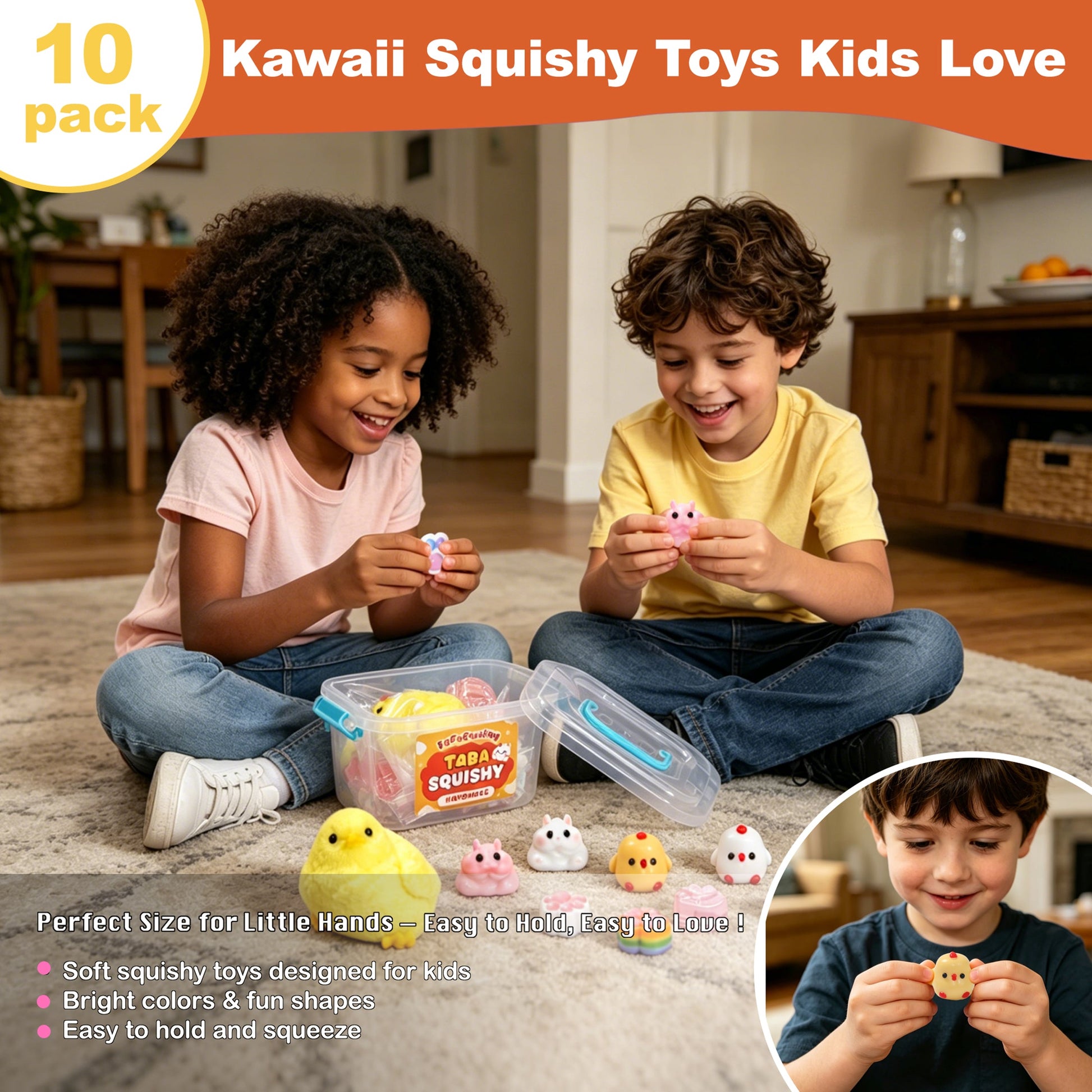FUFUSQUISHY 10 Pack Chick Mix Taba Squishy Toys Kit with Toy Set Box & Cute Stickers, Handmade Kawaii Taba Squishies, Stress Relief Sensory Fidget Toys, Party Favors for Kids Ages 4-8 8-12, Holiday Gifts & Basket Stuffers