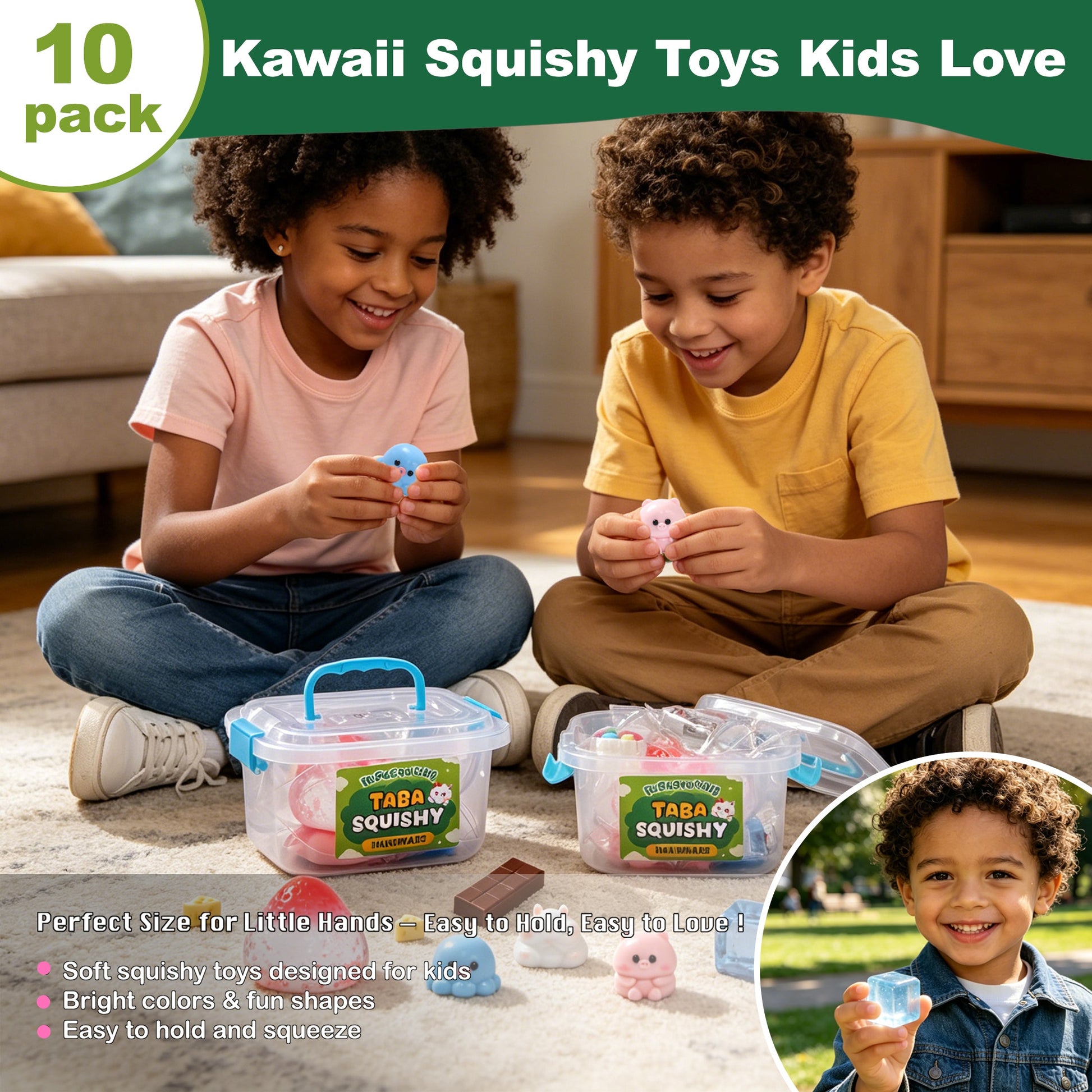 FUFUSQUISHY 10 Pack Strawberry Mix Taba Squishy Toys Kit with Toy Set Box & Cute Stickers, Handmade Kawaii Taba Squishies, Stress Relief Sensory Fidget Toys, Party Favors for Kids Ages 4-8 8-12, Holiday Gifts & Basket Stuffers
