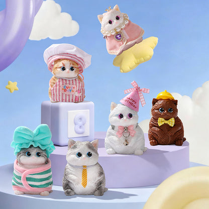 FUFUSQUISHY Cat Series Blind Box, FUFU SQUISHY Handmade Kawaii Cat Squishy Toys, Soft Sensory Fidget Toys, Cute Collectible Stress Relief Toys for Kids, Party Favors & Birthday Gifts