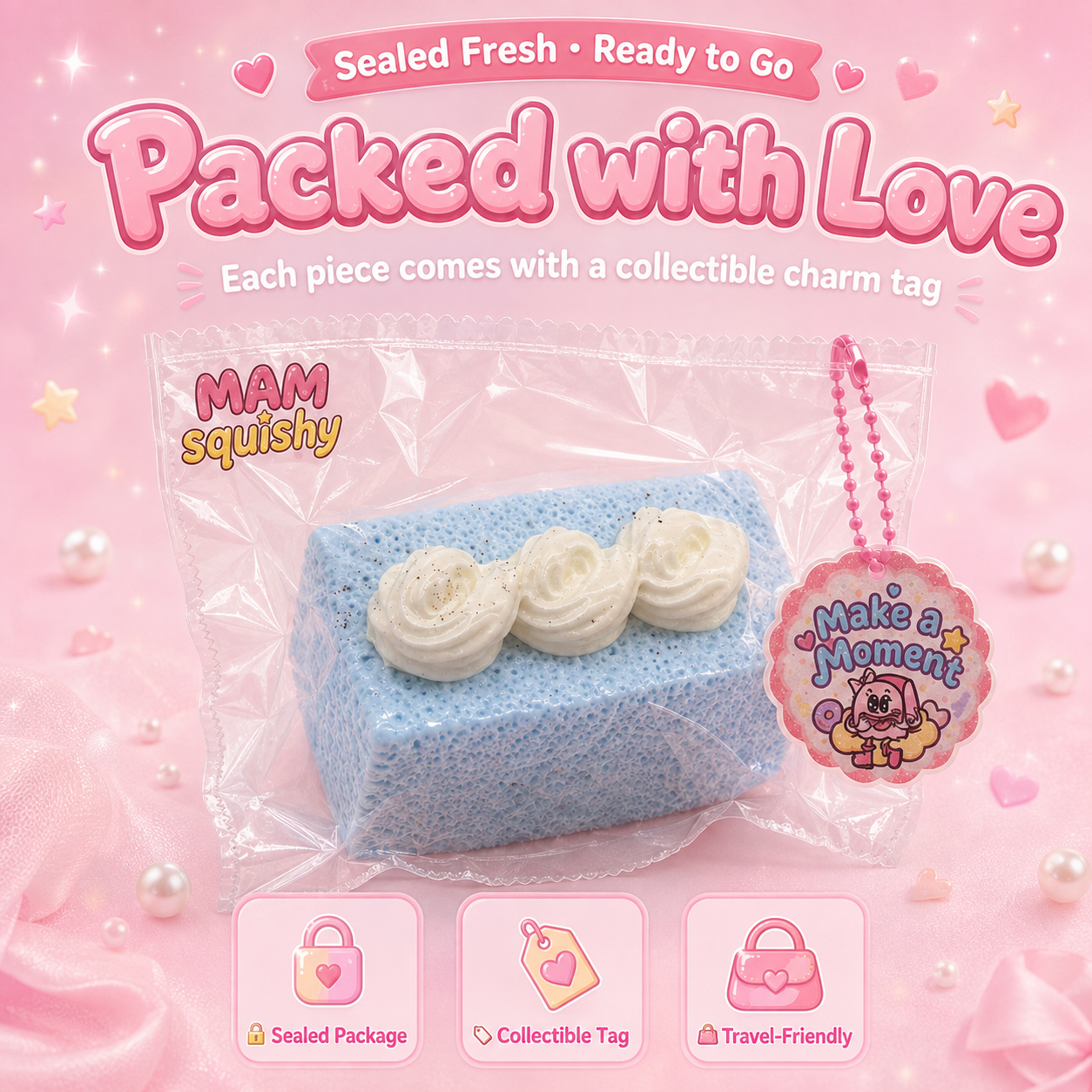 Blue Fluffy Toast squishy toy alternate view 4