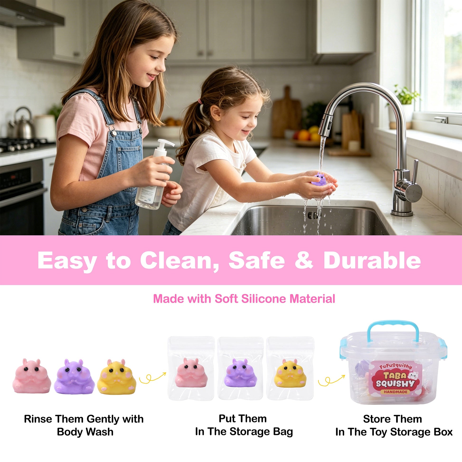 FUFUSQUISHY 10 Pack Hamster Taba Squishy Toys Kit with Toy Set Box & Cute Stickers, Handmade Kawaii Taba Squishies, Stress Relief Sensory Fidget Toys, Party Favors for Kids Ages 4-8 8-12, Holiday Gifts & Basket Stuffers