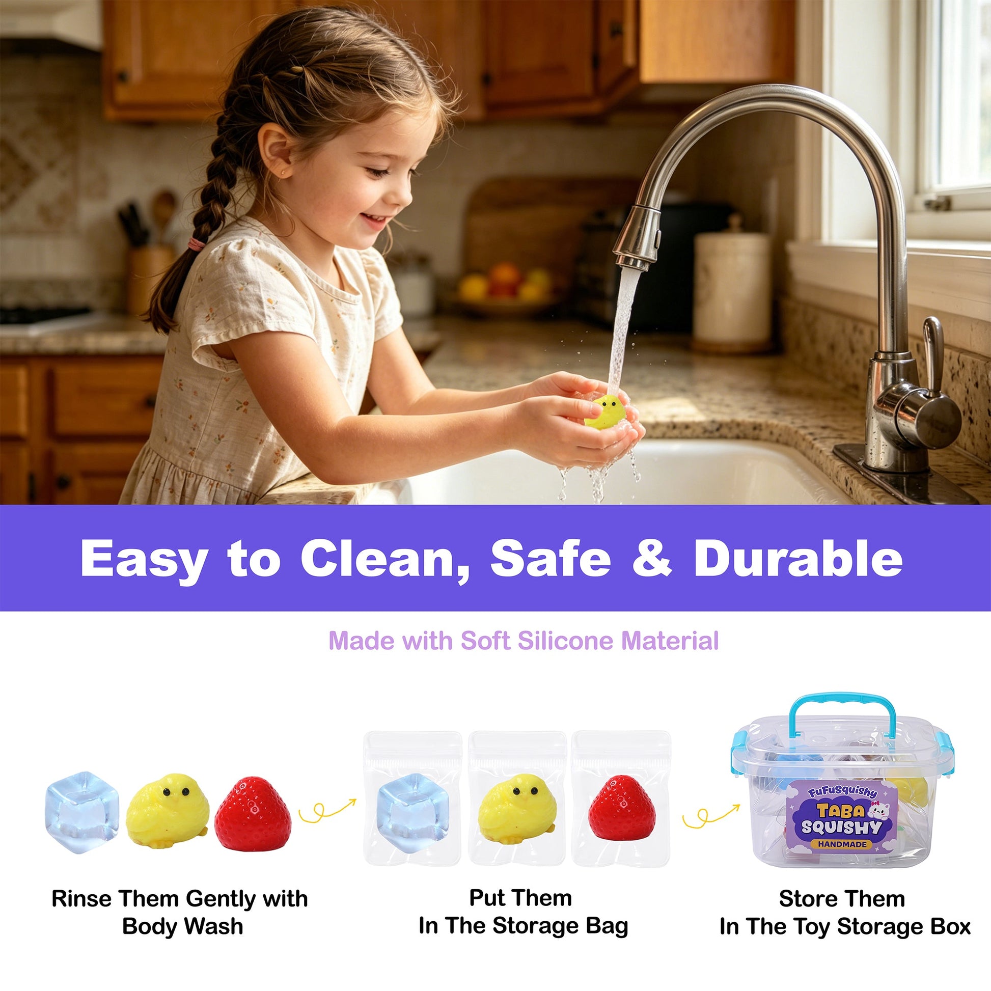 FUFUSQUISHY 10 Pack Popular Mix Taba Squishy Toys Kit with Toy Set Box & Cute Stickers, Handmade Kawaii Taba Squishies, Stress Relief Sensory Fidget Toys, Party Favors for Kids Ages 4-8 8-12, Holiday Gifts & Basket Stuffers