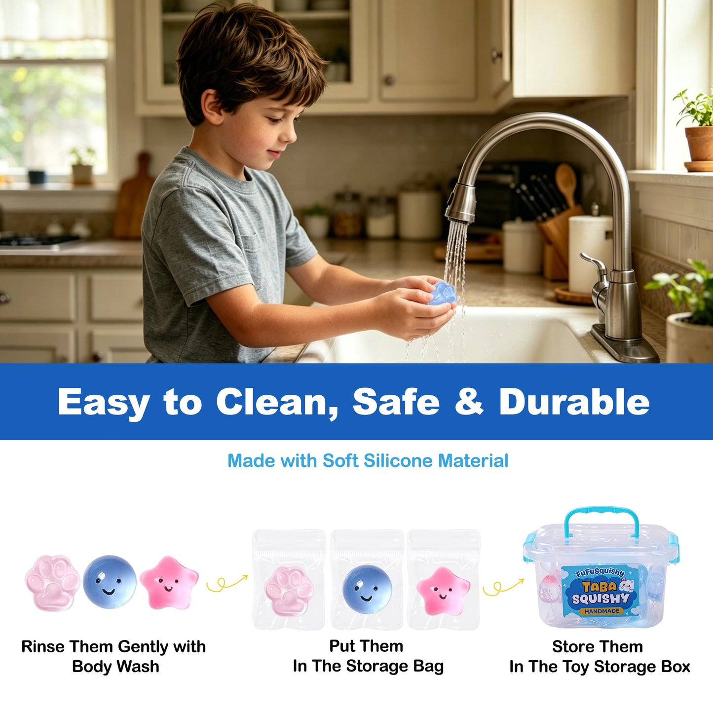 FUFUSQUISHY 10 Pack Crystal Mix Taba Squishy Toys Kit with Toy Set Box & Cute Stickers, Handmade Kawaii Taba Squishies, Stress Relief Sensory Fidget Toys, Party Favors for Kids Ages 4-8 8-12, Holiday Gifts & Basket Stuffers