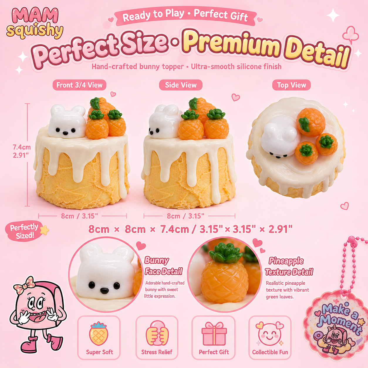 Bunny Pineapple Cake squishy toy alternate view 2