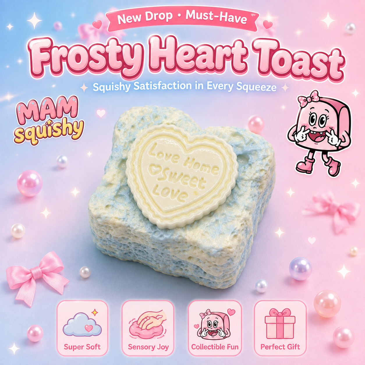 Frosty Heart Toast squishy toy alternate view 2